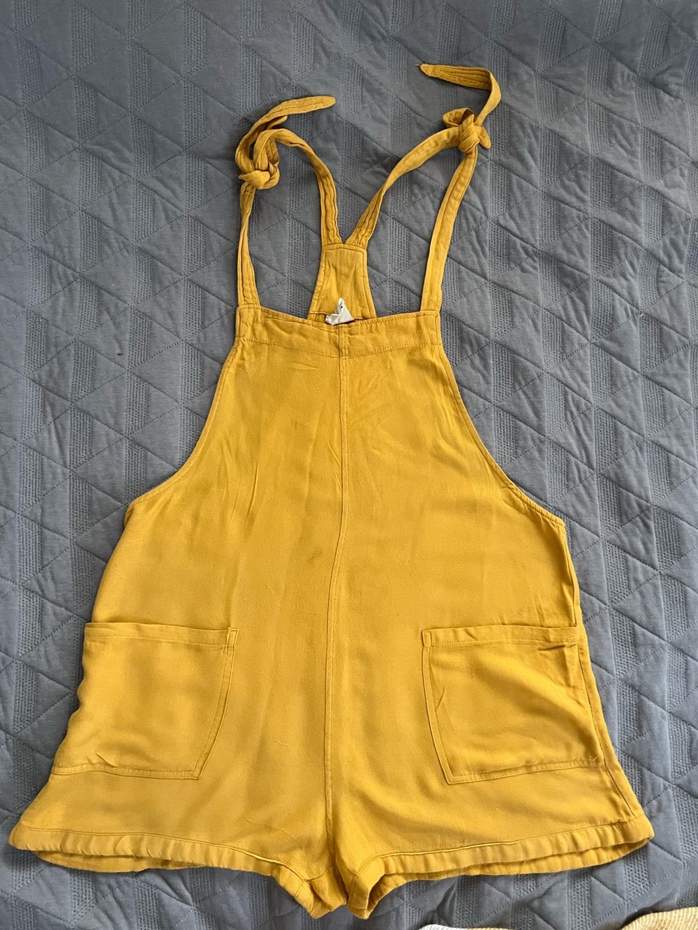 Mustard Yellow Women's Linen-Blend Romper Shorts